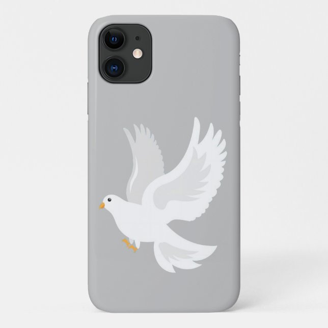 Coques Case-Mate iPhone Oiseau de colombe blanche sur gris (Dos)