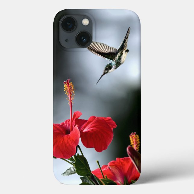 Coques Case-Mate iPhone Oiseau de Humming et Fleur Rouge (Verso)