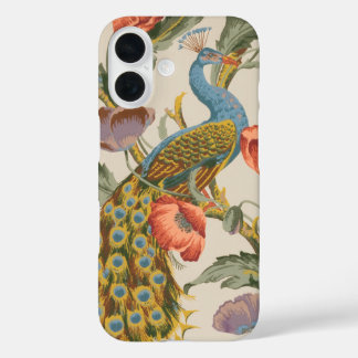 Coque Pour iPhone 16 oiseau de paon vintage