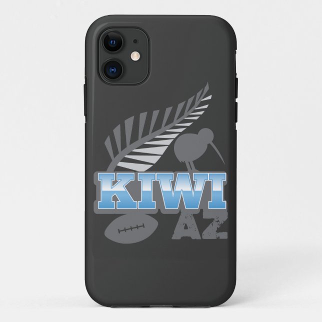 Coques Case-Mate iPhone Oiseau de rugby du KIWI AZ et fougère argentée (Dos)