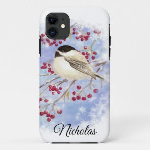 Case-Mate iPhone Case Oiseau d'hiver à travers la fenêtre neigeuse. Scèn