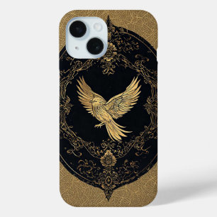 Coque Case-Mate iPhone Oiseau doré élégant dans un cadre ancien orné