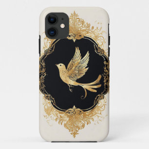 Case-Mate iPhone Case Oiseau doré élégant dans un cadre ancien orné