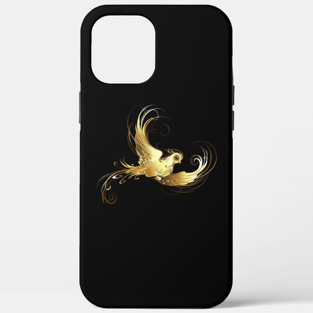Coques Case-Mate iPhone Oiseau doré sur fond noir (Verso)