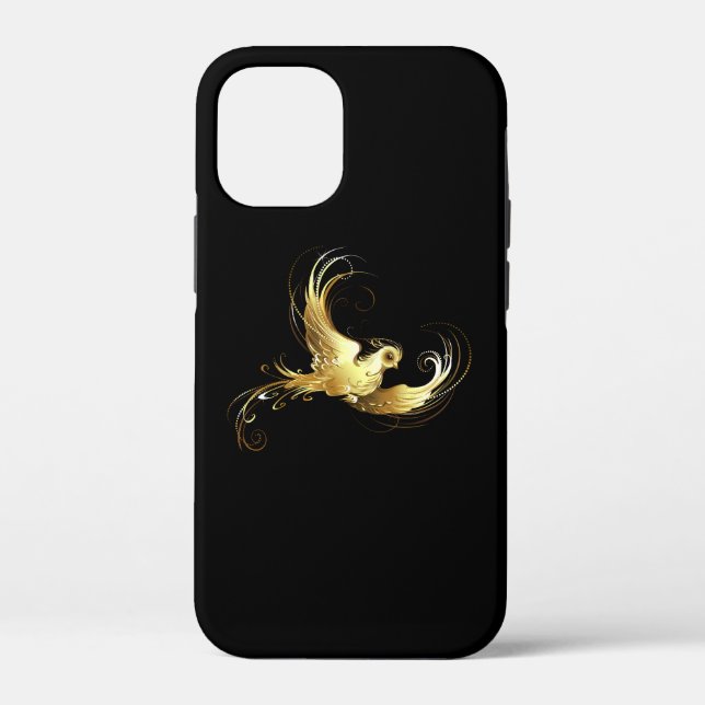 Coques Case-Mate iPhone Oiseau doré sur fond noir (Verso)