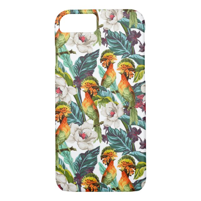 Coques Case-Mate iPhone Oiseau et motif de fleur exotique (Dos)