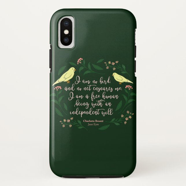 Coques Case-Mate iPhone Oiseau floral vert Jane Eyre Charlotte Bronte (Dos)