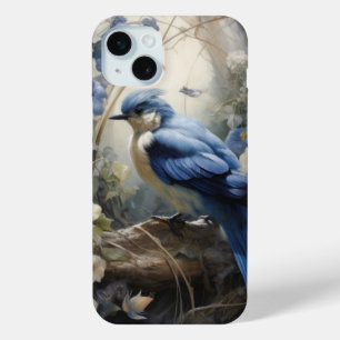 Coque Case-Mate iPhone Oiseau floral vintage dans les bleus et la crème