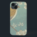 iPhone 13 Case Oiseau jaune, gris et beige perché sur une branche<br><div class="desc">Chariklia Zarris est connue pour ses oeuvres d'art abstraites. Dans ce dessin d'un profil d'oiseau sur un arrière - plan turquoise bleu,  elle saisit la simplicité de l'oiseau. Les fleurs blanches apportent une touche romantique. Customisez votre produit Zazzle préféré en utilisant cette belle image.</div>