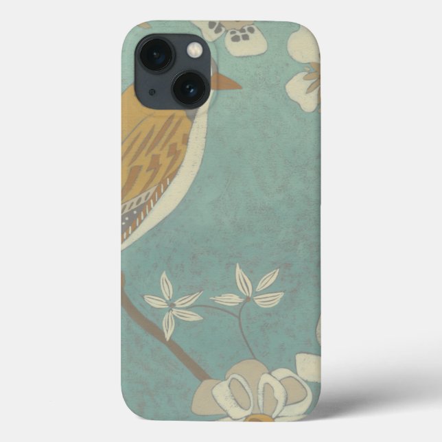 Coques Case-Mate iPhone Oiseau jaune, gris et beige perché sur une branche (Verso)