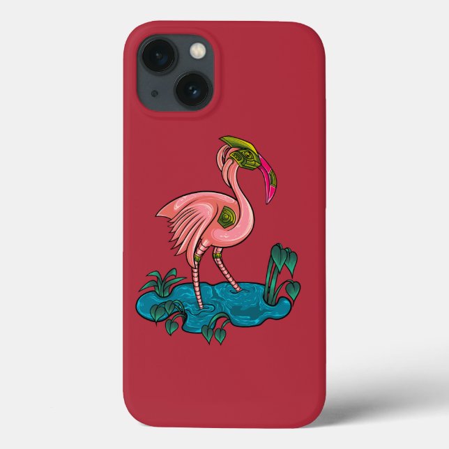 Coques Case-Mate iPhone Oiseau mécanique, Robot mécanique Flamant rose ros (Verso)