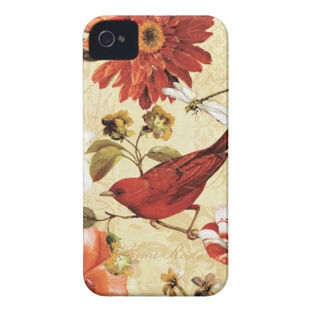 Coques Case-Mate iPhone Oiseau rouge dans un jardin d'agrément (Dos)
