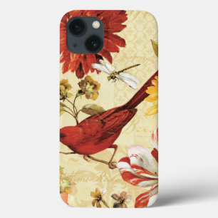 Etui iPhone Case-Mate Oiseau rouge dans un jardin fleuri