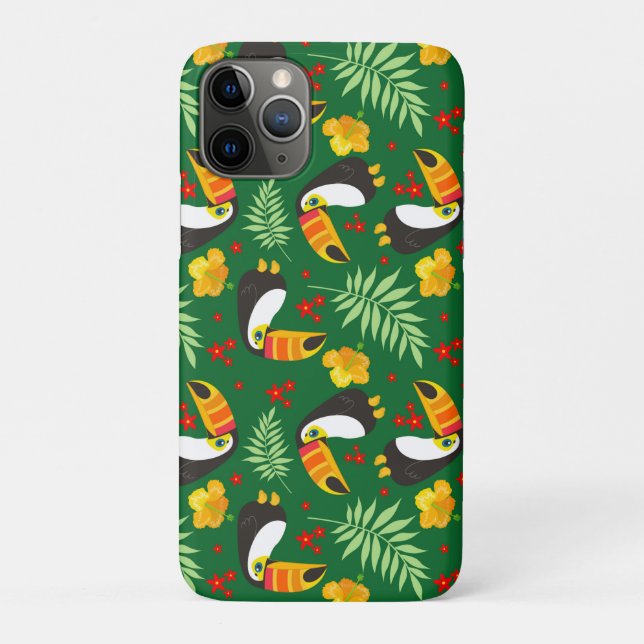 Coques Case-Mate iPhone Oiseau Toucan Feuilles Vertes Fleur Orange Rouge (Dos)