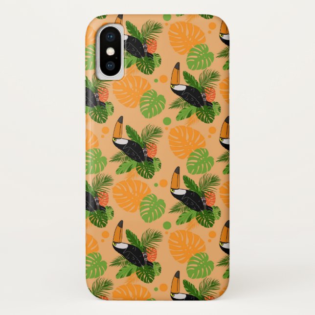 Coques Case-Mate iPhone Oiseau tropical Toucan Motif sans couture (Dos)