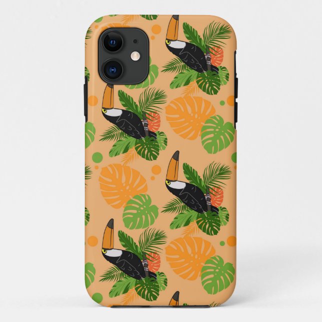 Coques Case-Mate iPhone Oiseau tropical Toucan Motif sans couture (Dos)