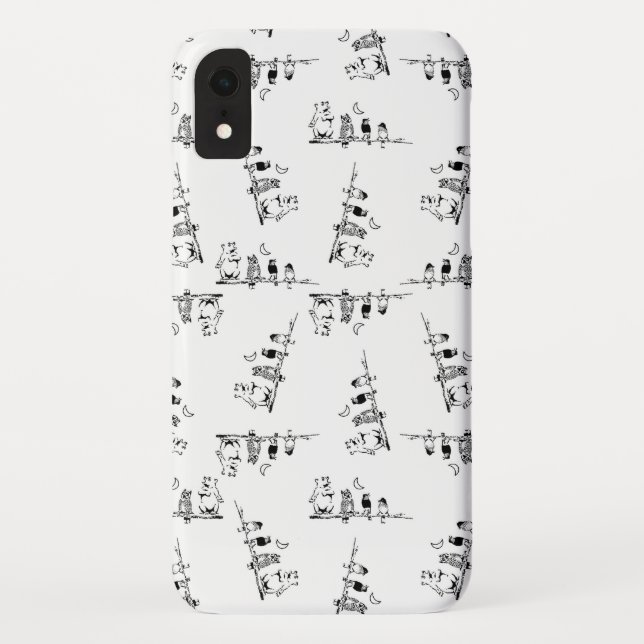 Coques Case-Mate iPhone Oiseaux adorables ours et noir et blanc de motif (Dos)