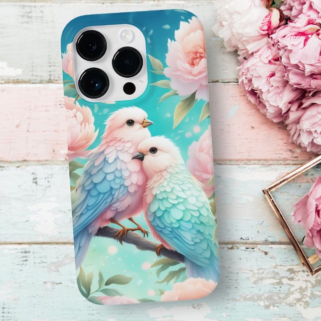 Coques Case-Mate iPhone Oiseaux chanteurs pastel doux avec pivoines  (Embrace Elegance: Soft Pastel Song Birds & Peonies iPhone Case. Perfect Presents!)
