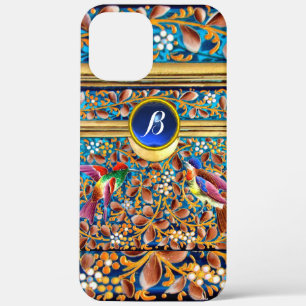 COQUE iPhone 12 PRO MAX  OISEAUX COLORÉS ET ÉPAULES FLORALES MONOGRAMME DE 