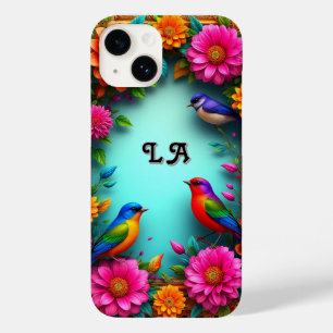 Coque Case-Mate iPhone Oiseaux Colorés Posés Parmi Des Fleurs Vibrantes