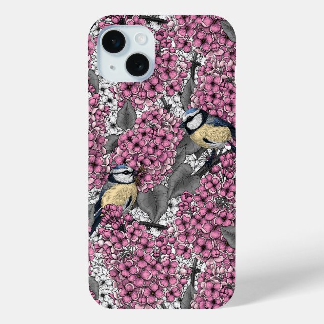 Coques Case-Mate iPhone Oiseaux dans le jardin lilas rose (Verso)