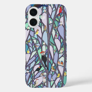 Coque Pour iPhone 16 oiseaux dans le vitrail