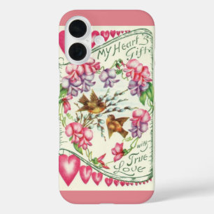 Coque Pour iPhone 16 Oiseaux de l'amour victoriens Saint-Valentin vinta