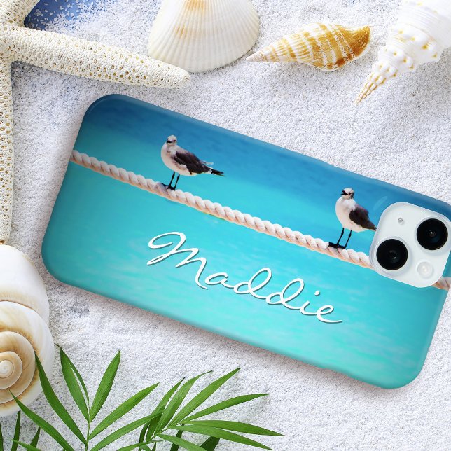 Coques Case-Mate iPhone Oiseaux de mer typographie de l'océan nom personna (Créateur téléchargé)
