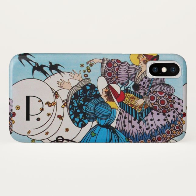 COQUES Case-Mate iPhone OISEAUX DE PRINTEMPS / MONOGRAMME DE CONCEPTEUR DE (Dos (Horizontal))