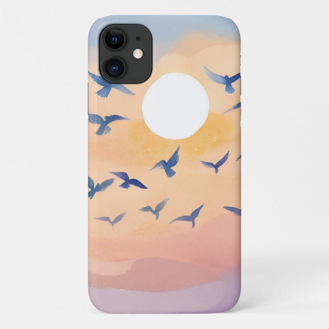 Coques Case-Mate iPhone Oiseaux en vol | Aquarelle de nature au coucher du (Dos)
