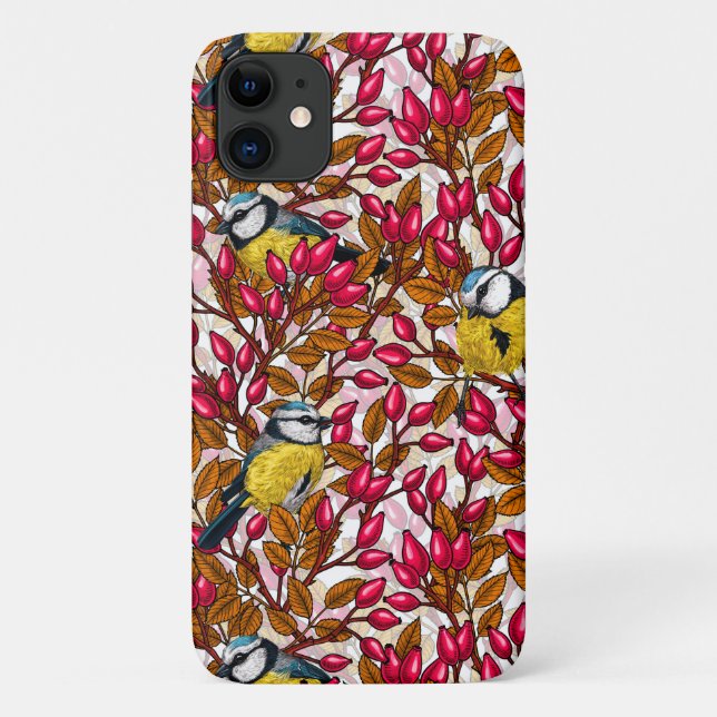 Coques Case-Mate iPhone Oiseaux et hanches roses de chien (Dos)