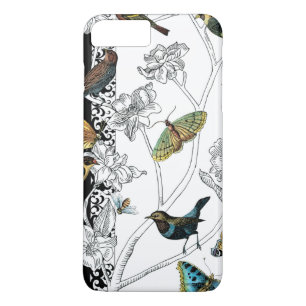 Coques Pour iPhone Oiseaux et papillon sur un arrière - plan noir et