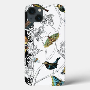 Etui iPhone Case-Mate Oiseaux et papillons sur un Arrière - plan noir et