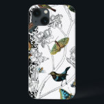 iPhone 13 Case Oiseaux et papillons sur un Arrière - plan noir et<br><div class="desc">L'artiste Chariklia Zarris est un peintre et designer talentueux. Elle aime peindre des oiseaux et des animaux sauvages et cette photo ne fait pas exception. Les couleurs vives des oiseaux et des papillons sont accentuées par les branches noires et blanches de l'arrière - plan.</div>