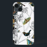 iPhone 13 Case Oiseaux et papillons sur un Arrière - plan noir et<br><div class="desc">L'artiste Chariklia Zarris est un peintre et designer talentueux. Elle aime peindre des oiseaux et des animaux sauvages et cette photo ne fait pas exception. Les couleurs vives des oiseaux et des papillons sont accentuées par les branches noires et blanches de l'arrière - plan.</div>