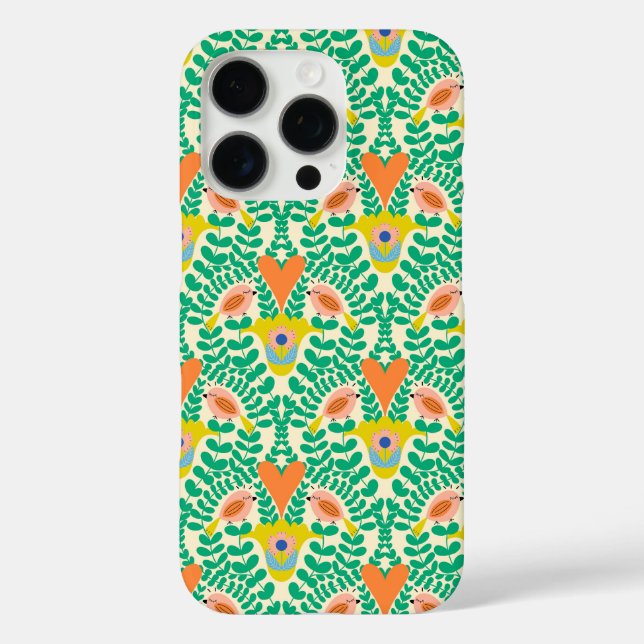 Coques Case-Mate iPhone Oiseaux floraux aux coeurs (Verso)