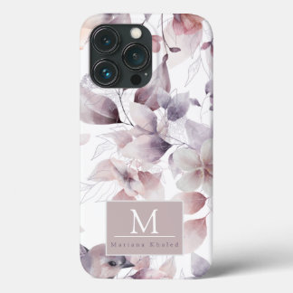 Case-Mate iPhone Case Oiseaux floraux baby shower nature violet et blanc