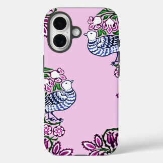 Coque Pour iPhone 16 Oiseaux folkloriques Fleurs Acorns