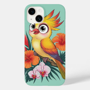 Coque Case-Mate iPhone Oiseaux jaunes adorables avec fleurs