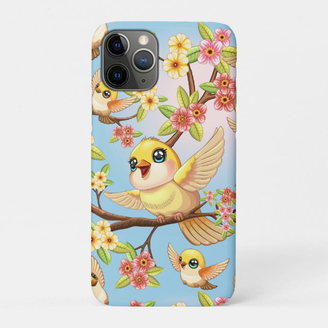 Coques Case-Mate iPhone Oiseaux mignons et heureux parmi les fleurs du pri (Dos)