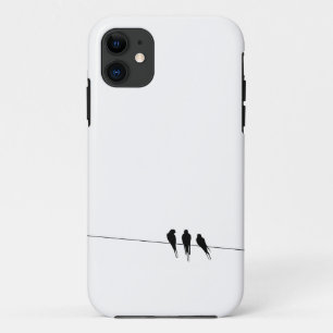 Coque iPhone 11 Oiseaux noirs sur un fil