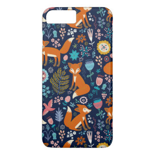 Coque iPhone 8 Plus/7 Plus Oiseaux rétro colorés Foxes & Fleurs Motif