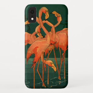 Coque Pour iPhone XR Oiseaux sauvages vintages, Flamants roses roses tr