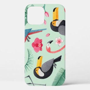 Case-Mate iPhone Case Oiseaux tropicaux, fleurs, motif d'aquarelle.
