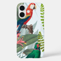 Oiseaux tropicaux Perroquets et feuillage