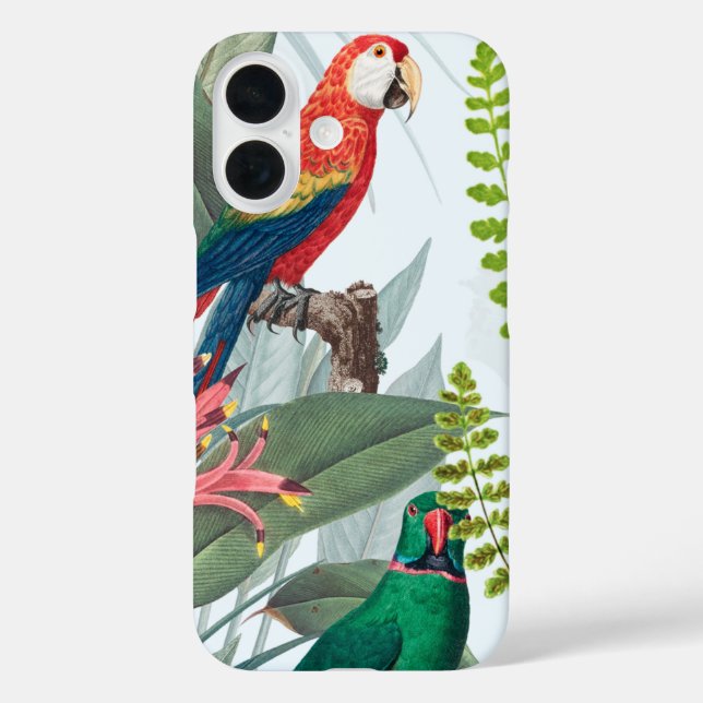 Coques Case-Mate iPhone Oiseaux tropicaux Perroquets et feuillage (Verso)