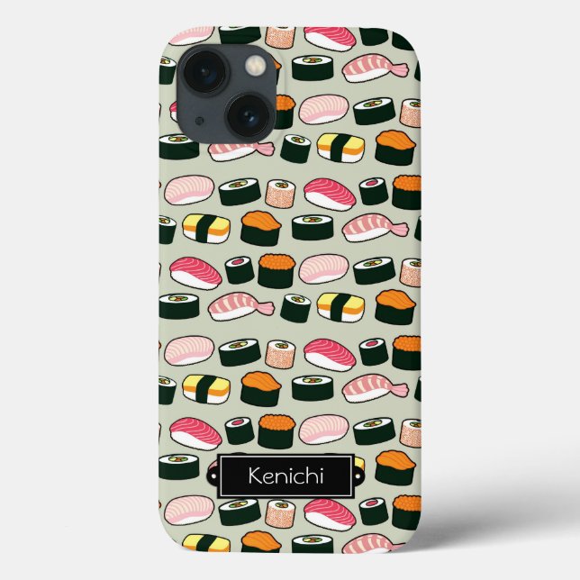 Coques Case-Mate iPhone Oishii Sushi Fun Illustrations Pattern (Grey) (Verso)