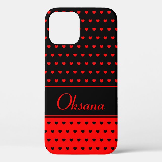 Coques Case-Mate iPhone Oksana - Modèle De Nom, Noir Et Rouge Élégants (Verso)