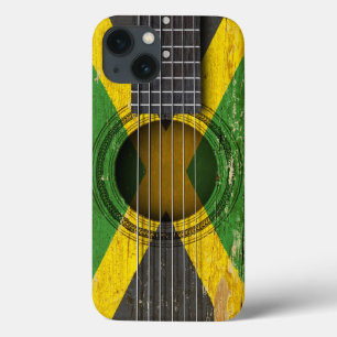 iPhone 13 Case Old Acoustic Guitar with Jamaican Flag