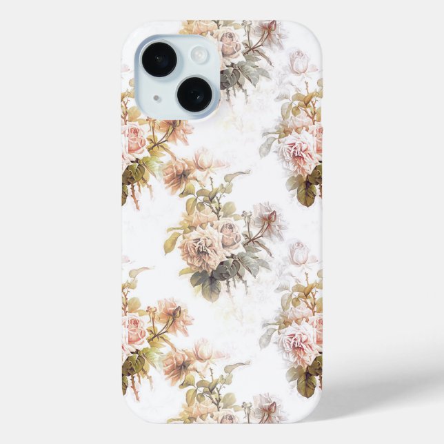 Coques Case-Mate iPhone Old fashioned soft rose pink bouquet pattern flora (Verso)